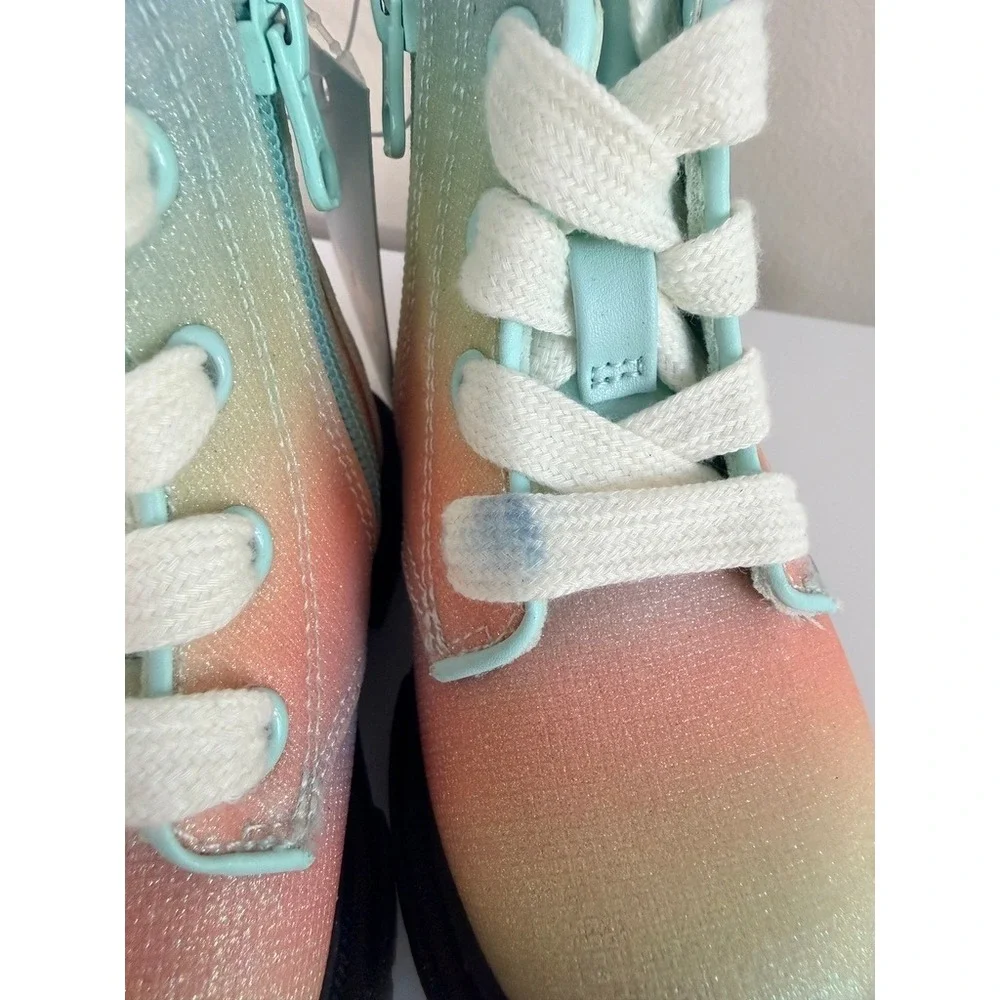 Cat & Jack Amaya Combat Boots Girls Size 6 Multicolor Rainbow Glitter NWT‎